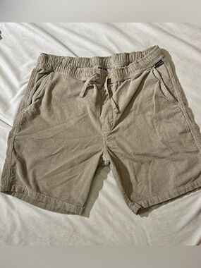 Quiksilver Corduroy Drawstring Shorts Men's XL Beige Pockets Summer Surf Camp